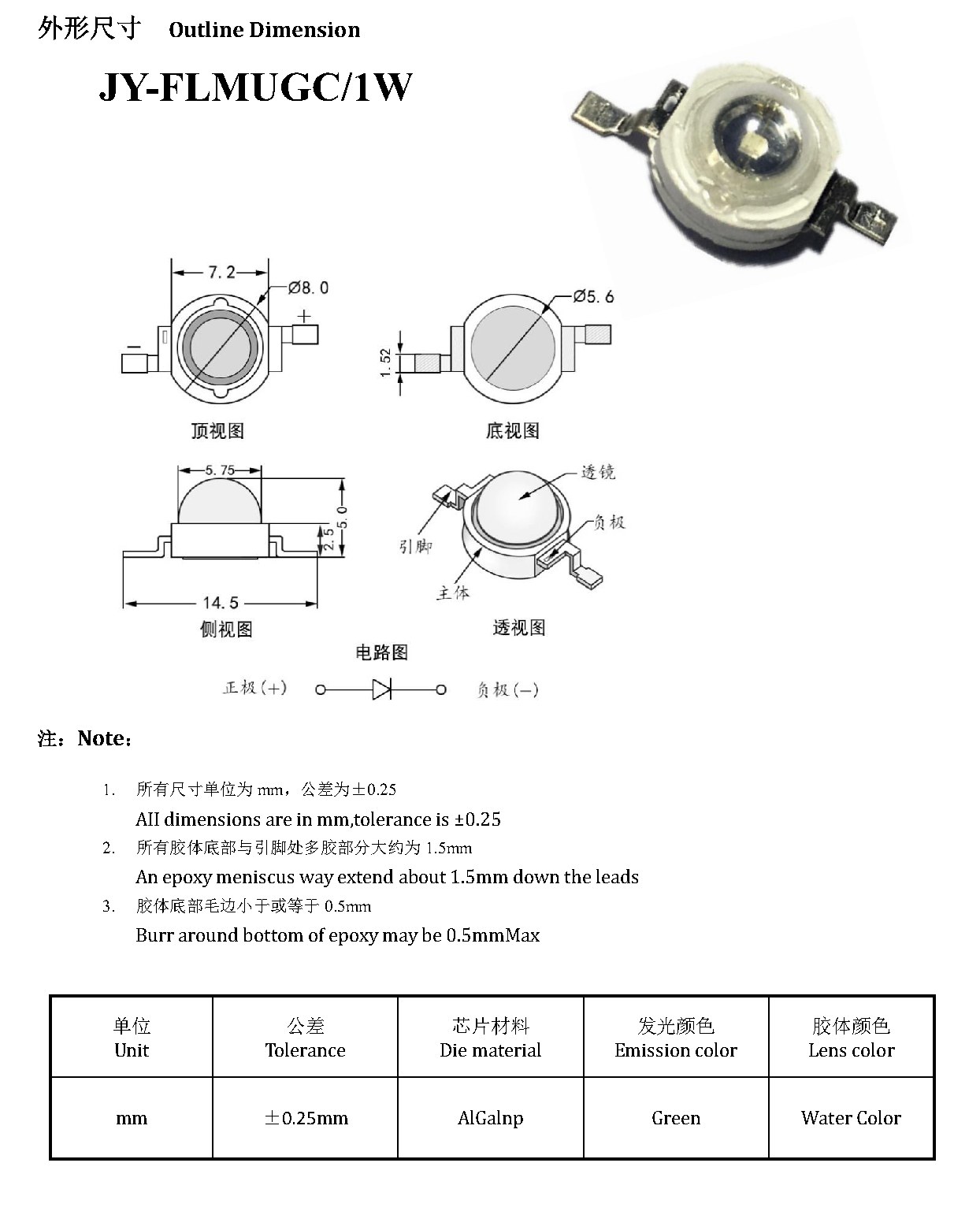 DIP-1W-8 外形尺寸图