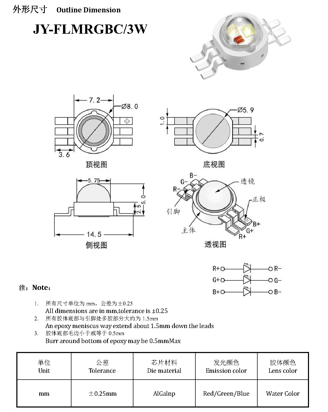 DIP-RGB3W 外形尺寸图