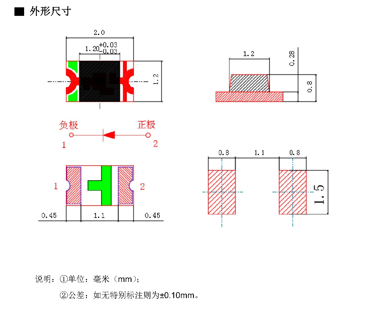 IR-0805-GTG 外形尺寸图