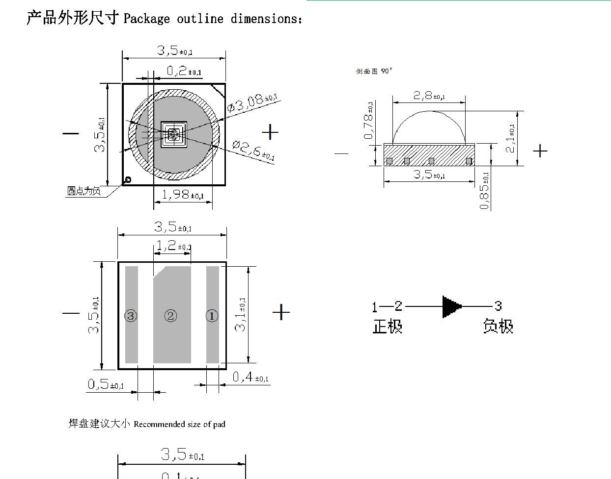IR-3535-940NM-90-QS 外形尺寸图
