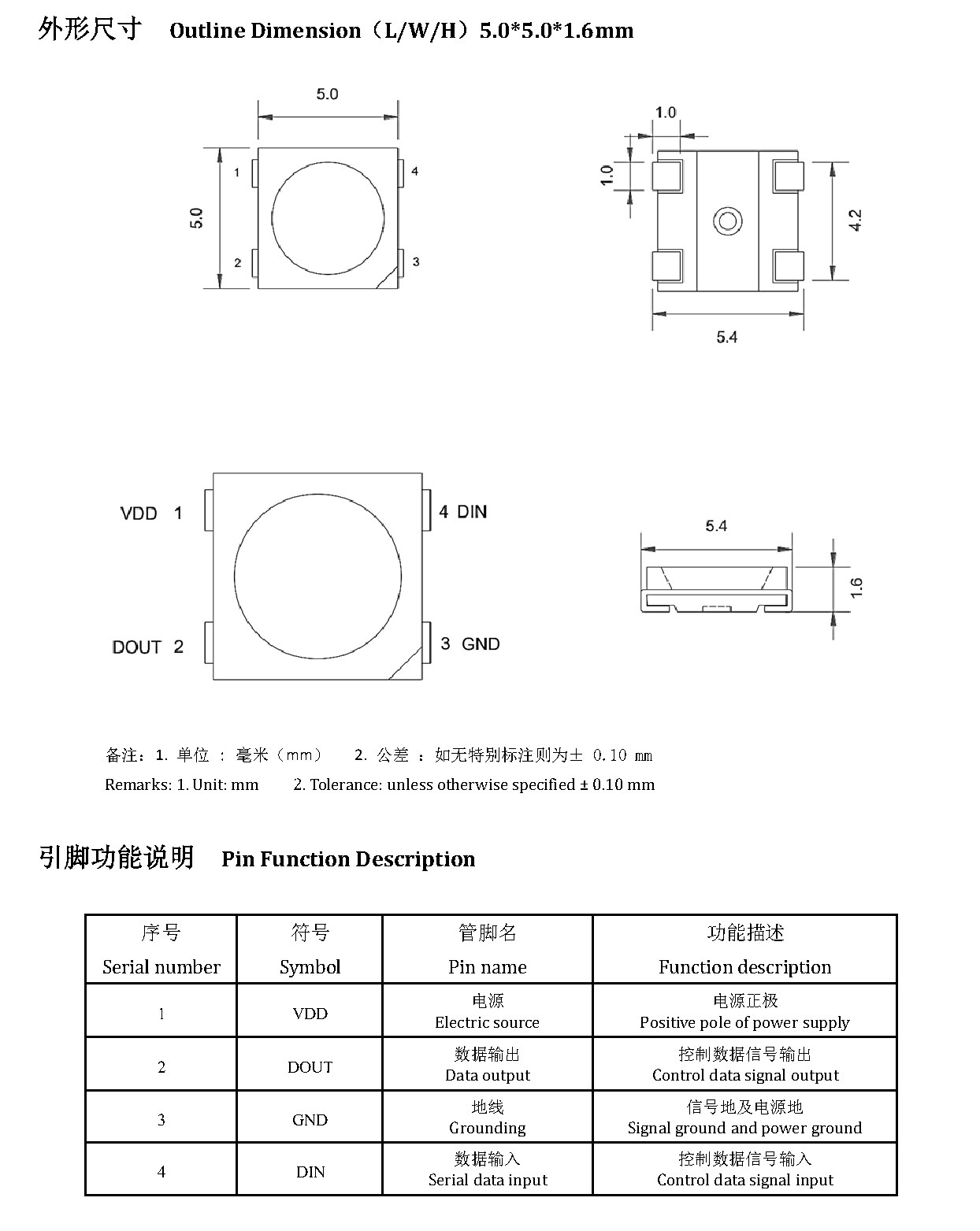 JY-SK5050RGBC-14 外形尺寸图