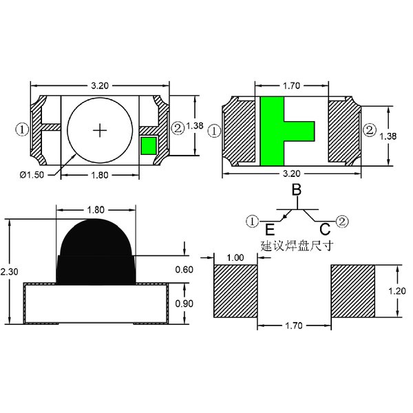  1206侧面球头光敏接收管012A-PT021-T（侧编）