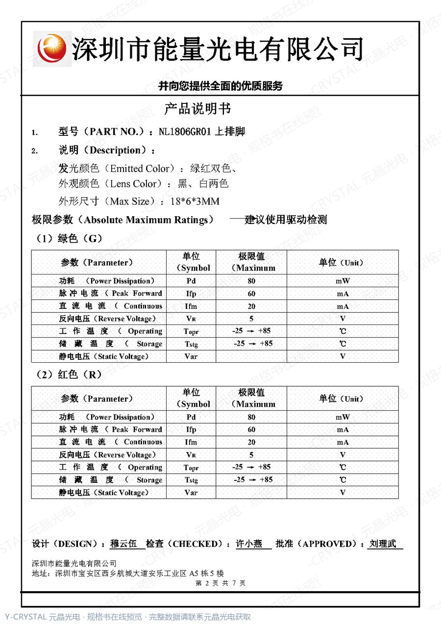 NL1806GR01 规格书 第1页