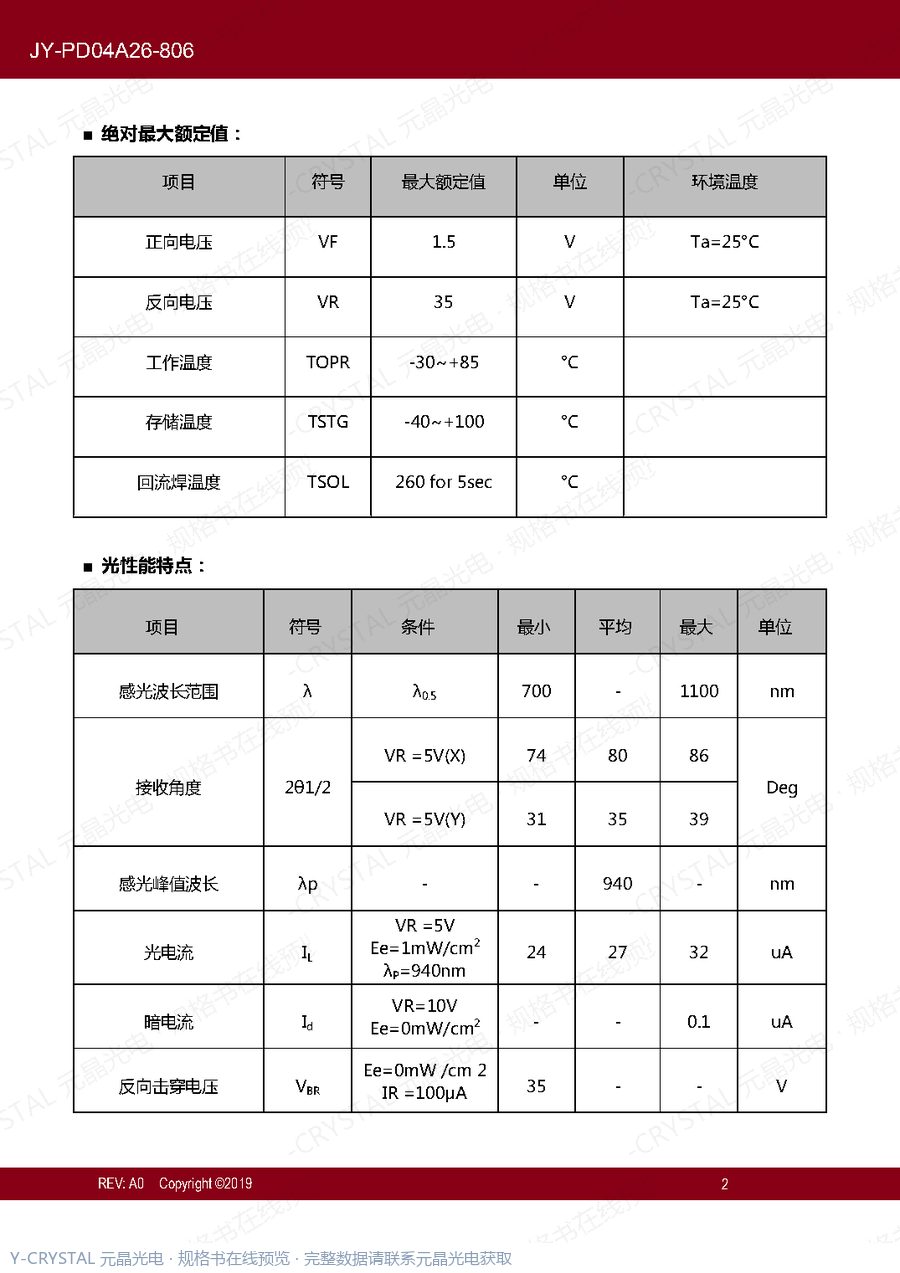 JY-PD04A26-806-A0 规格书 第1页