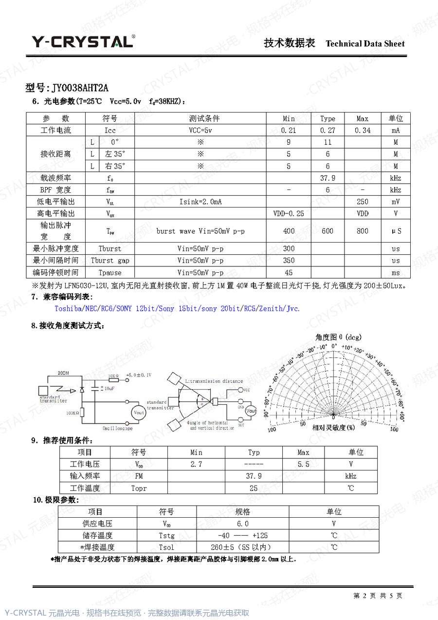 JY0038AHT2A 规格书 第1页