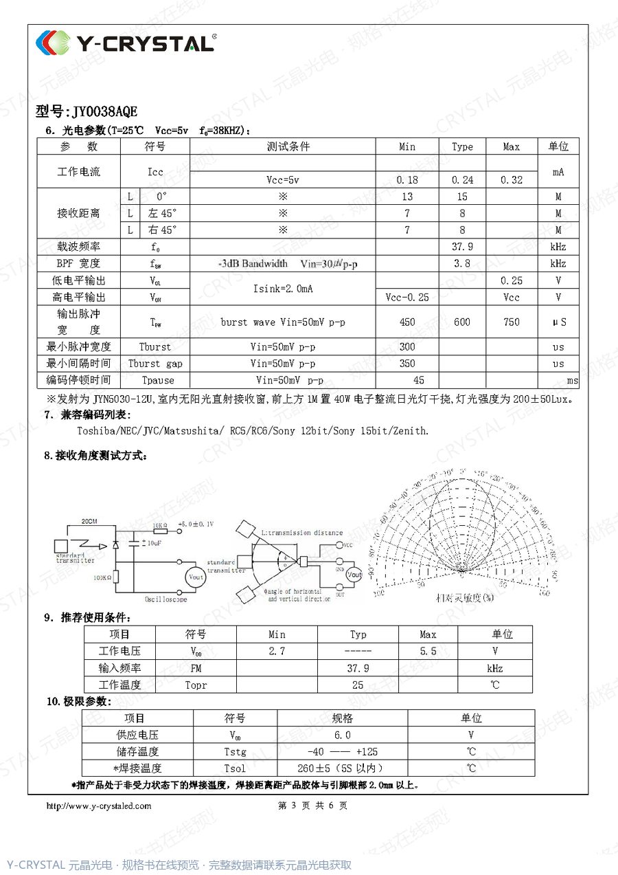 JY0038AQE 规格书 第2页