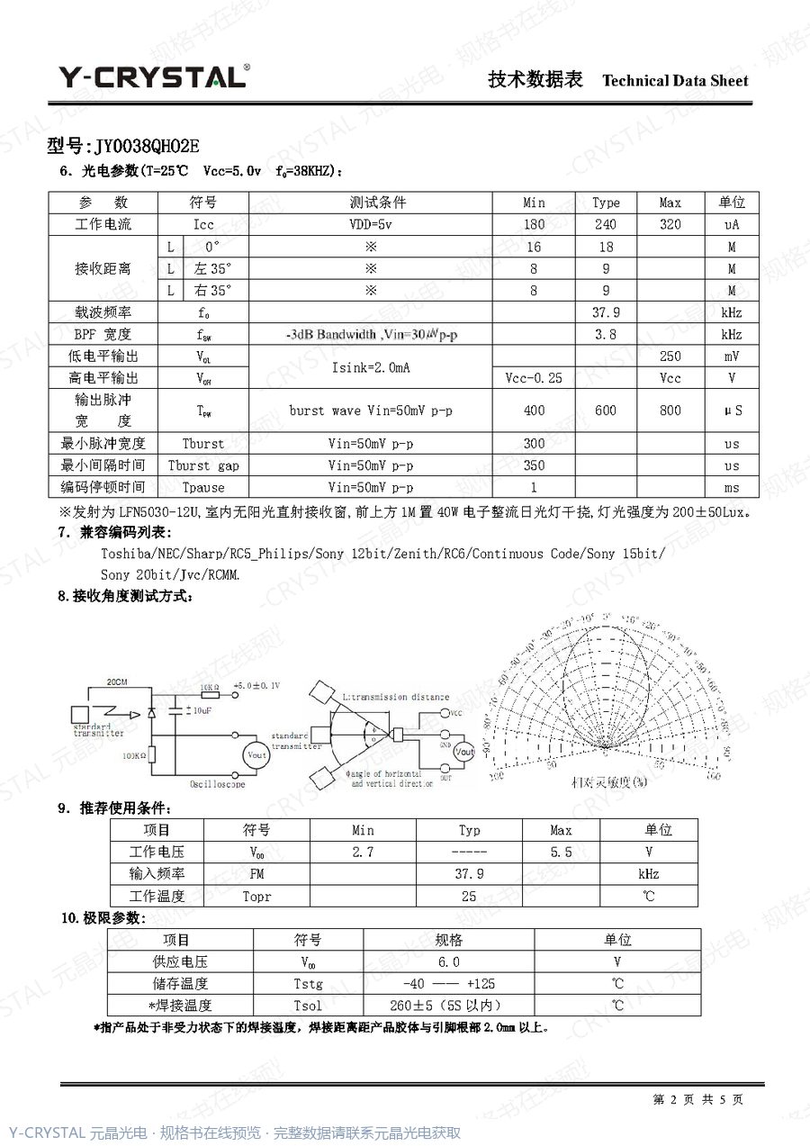 JY0038QHO2E 规格书 第1页