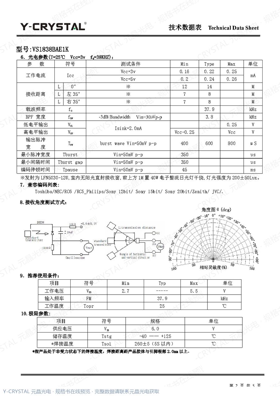 VS1838BAE1K 规格书 第1页