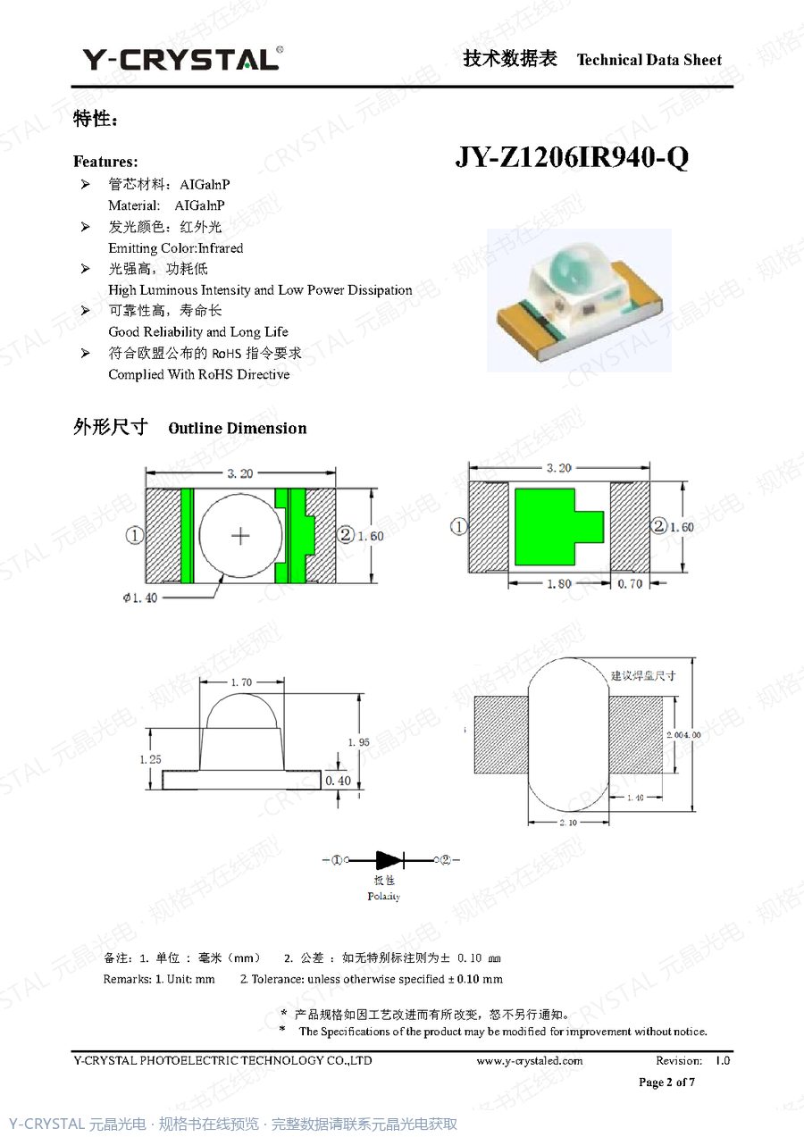 Z1206IR940 规格书 第1页