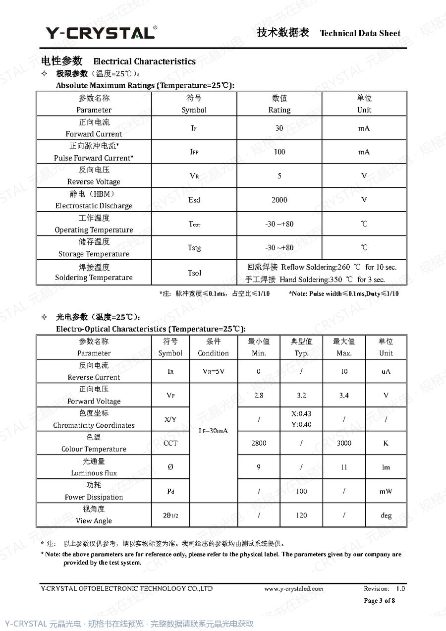 JY-C315UWWD 规格书 第2页