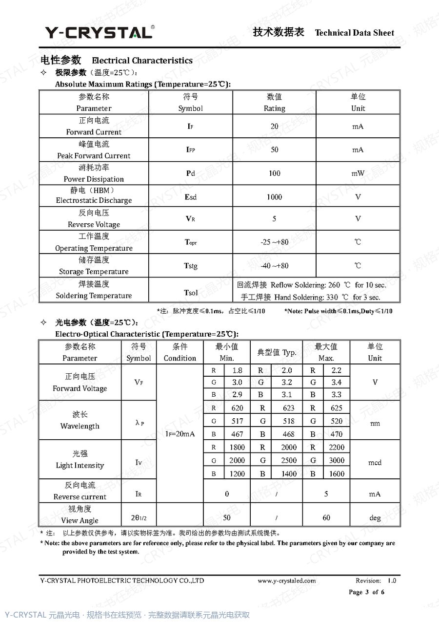 JY-SKF5RGBD 规格书 第2页