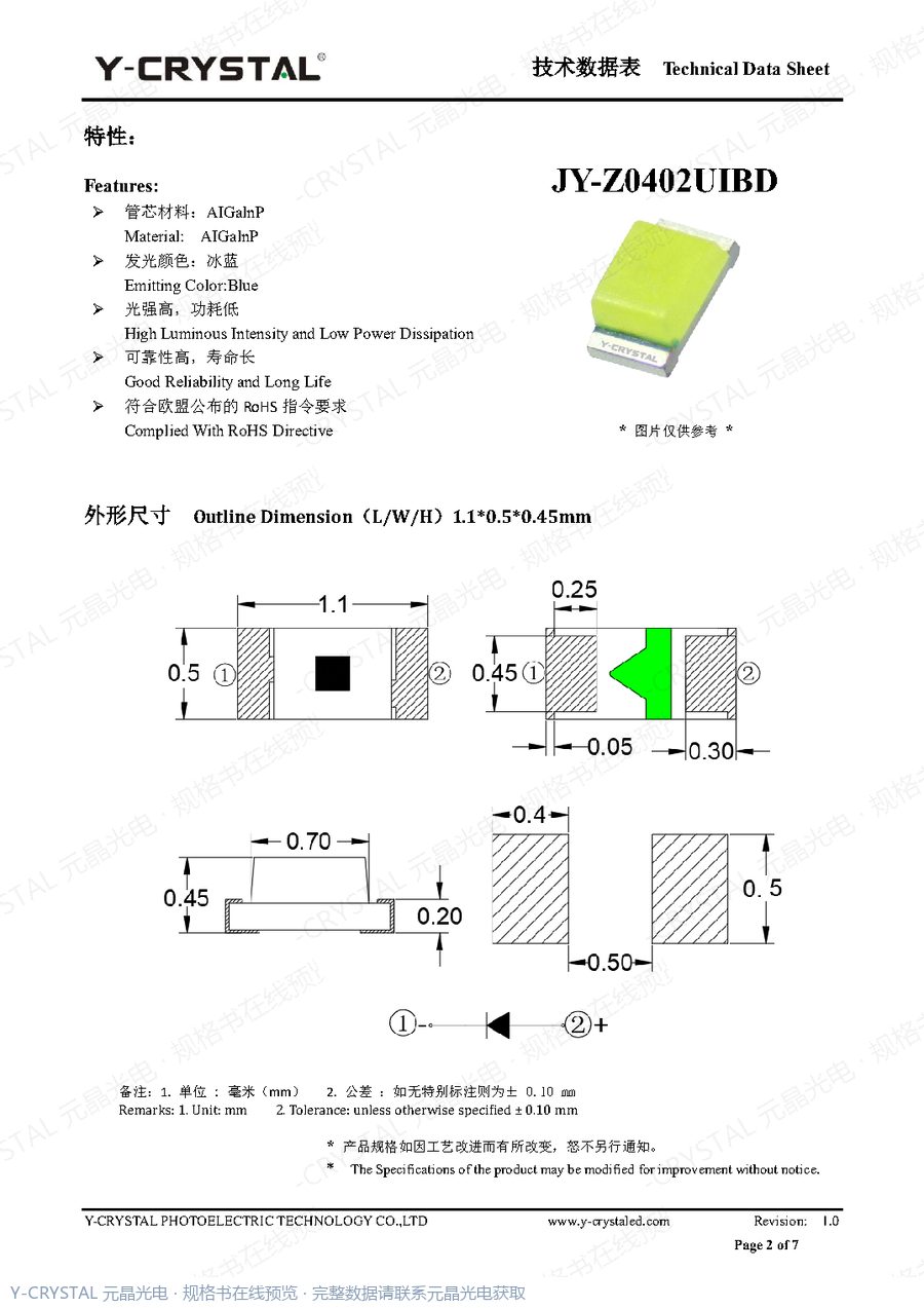 Z0402UIBD 规格书 第1页