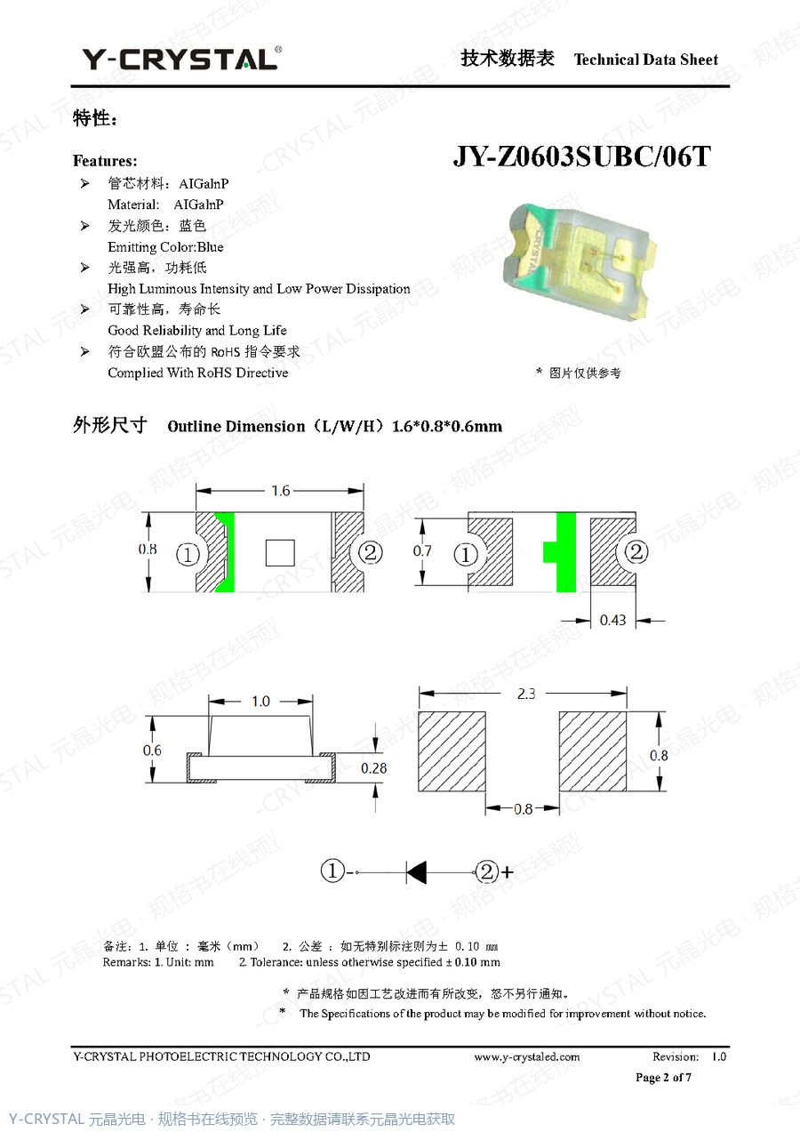 Z0603SUBC 规格书 第1页
