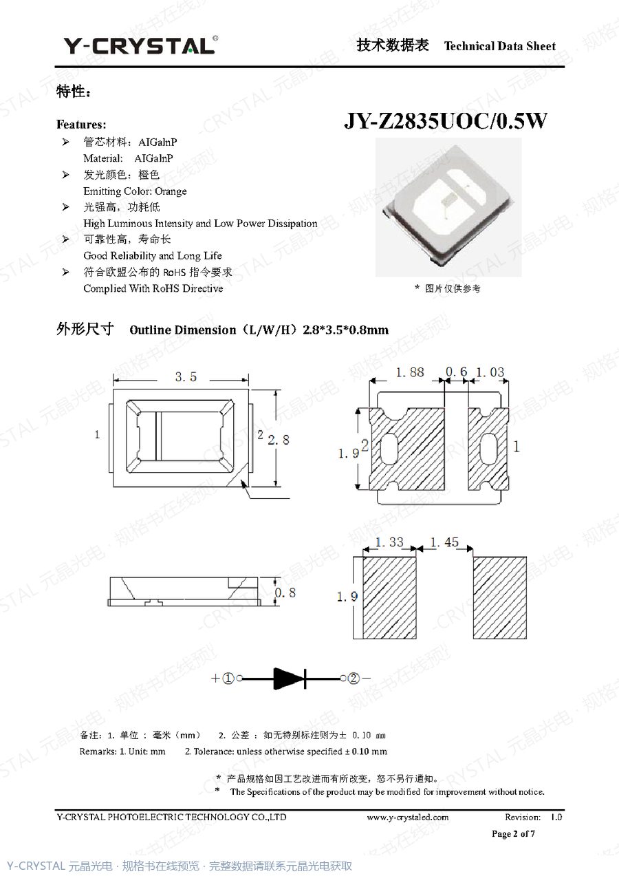 Z2835UOC 规格书 第1页